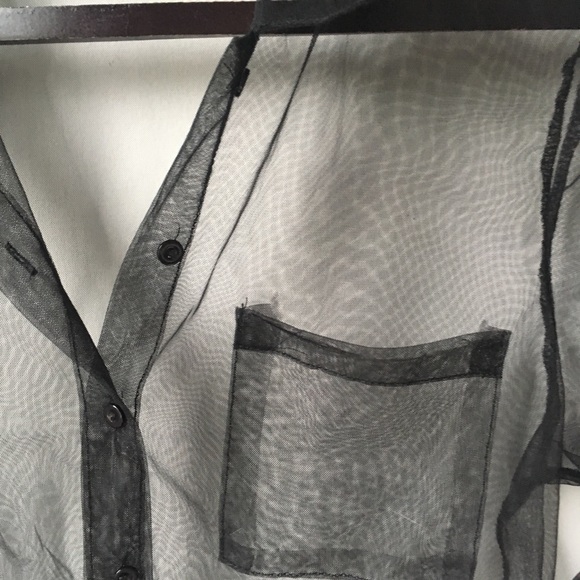 Mendocino mesh organza black tie front blouse - Picture 8 of 9